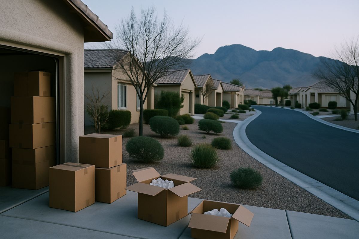 Quiet desert residential street in the Las Vegas valley