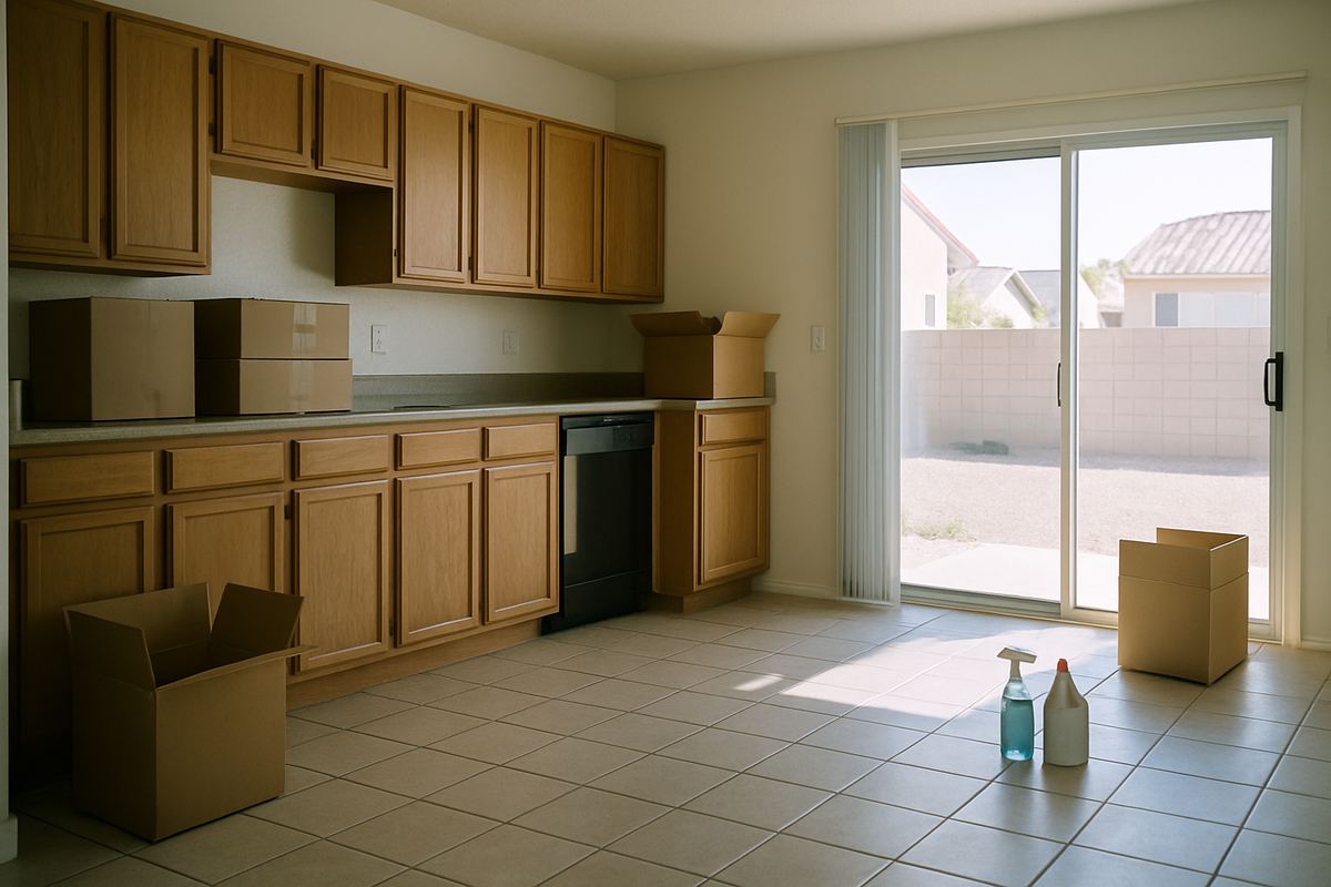 Empty kitchen in a Las Vegas home between tenants